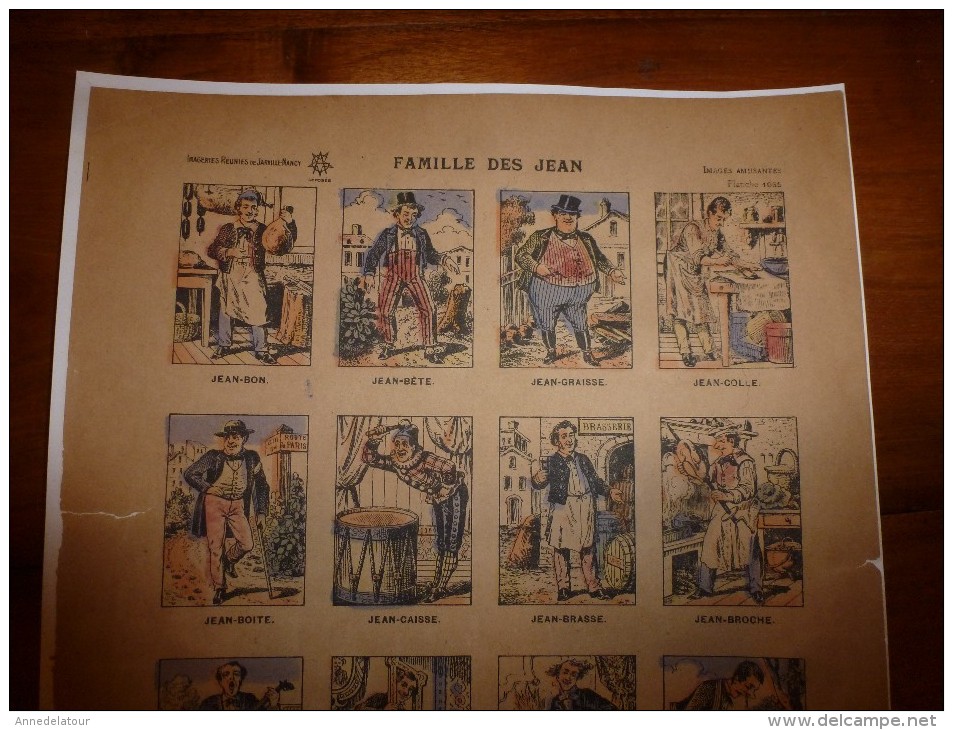 Vers 1900 Imageries Réunies De Jarville-Nancy  FAMILLE DES JEAN  Planche N°1035   Images Amusantes - Collections