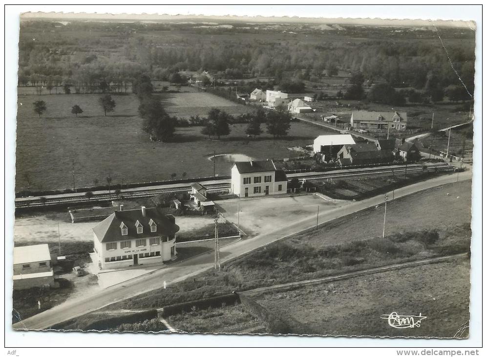 CPSM ST SAINT JOSSE SUR MER, VUE AERIENNE SUR LA GARE ET LE CAFE DE LA GARE, PAS DE CALAIS 62 - Autres & Non Classés