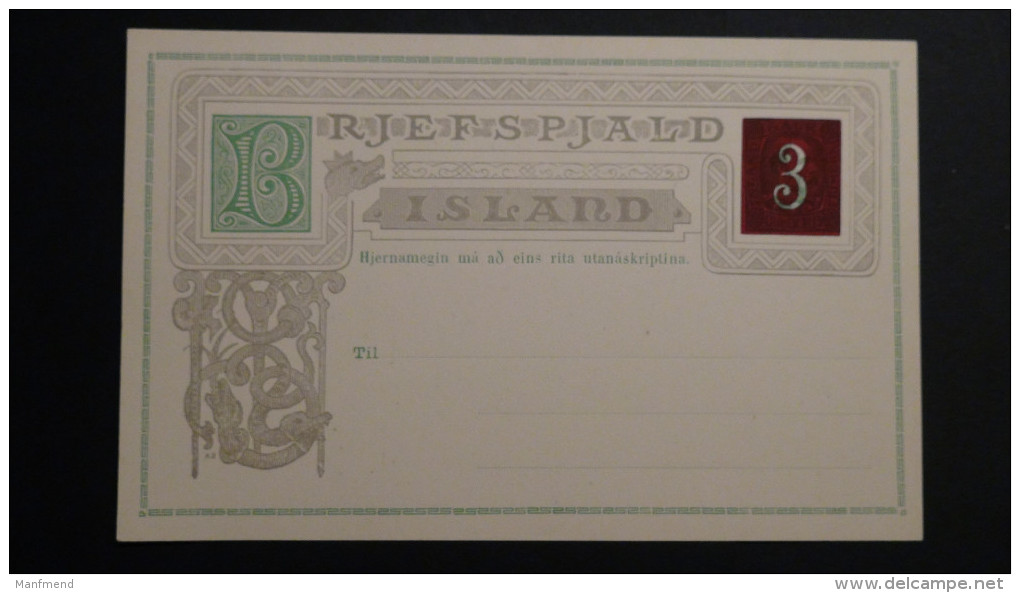 Iceland - 1907 - Mi: P 39* - Postal Stationery - Look Scan - Interi Postali