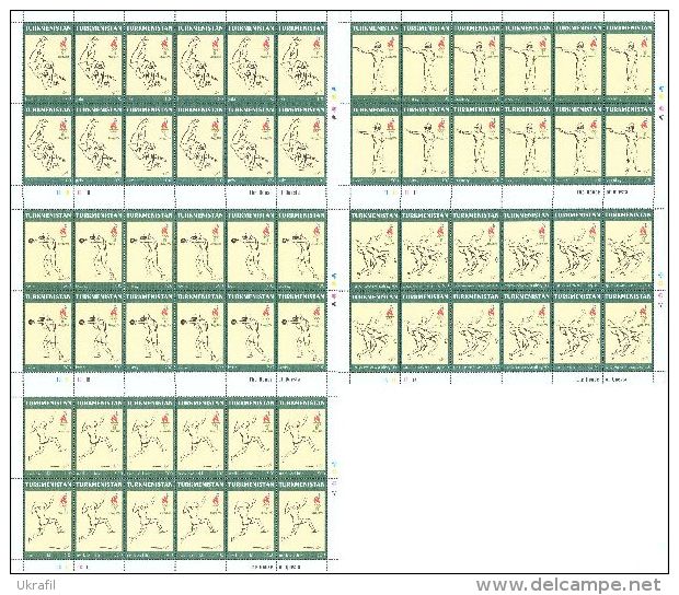 Turkmenistan 1997, SOGames Atlanta'96, 5 Sheetlets Of 12 Sets - Turkménistan