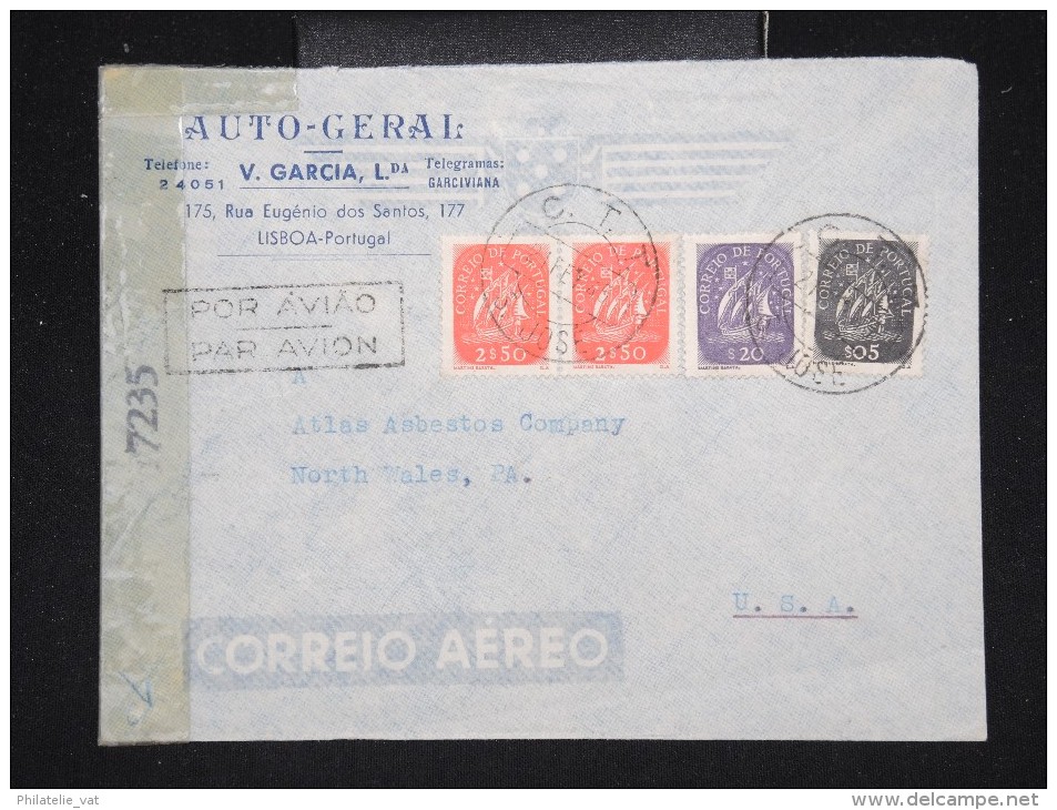 PORTUGAL - Enveloppe Avec Obl. C.T.T. S. José Pour Les U.S.A. En 1945 Avec Controle Postal - A Voir - Lot P12381 - Lettres & Documents