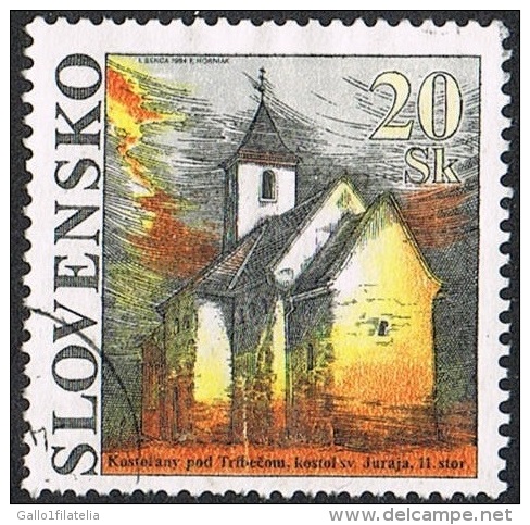 1994 - SLOVACCHIA / SLOVAKIA - CHIESA DI SAN GIORGIO A KOSTOLANY. USATO - Oblitérés