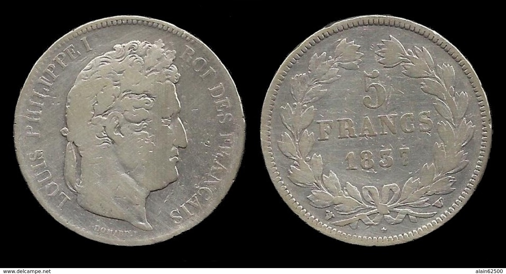 LOUIS - PHILIPPE I . 5 FRANCS . TÊTE LAUREE . 1837 W. ( LILLE ). - 5 Francs