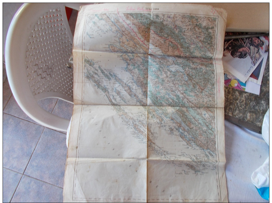 WW1,Map,Zara,Zadar,1915. K.u.K. 48 X 60 Cm, Croatia,Austria,Hungary - Cartes Topographiques