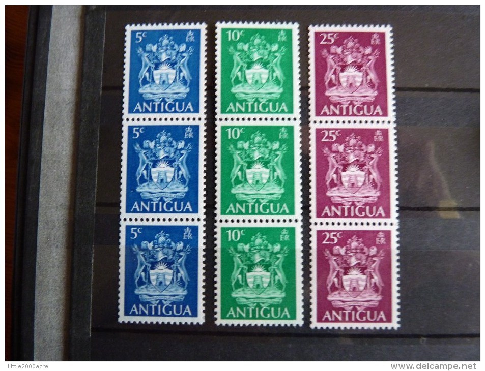 Antigua 1970 Coil Stamps Mint SG 257-9 Strips Of 3 - 1960-1981 Autonomie Interne
