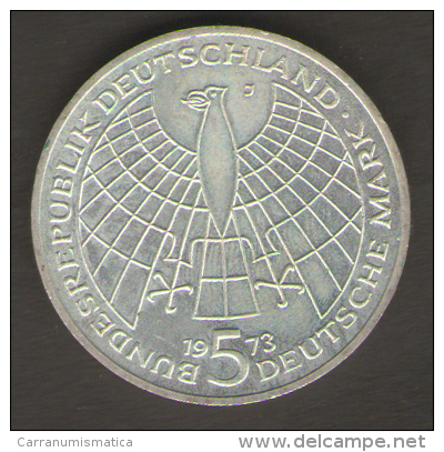 GERMANIA 5 MARCHI 1973 500 TH ANNIVERSARY BIRTH OF NICHOLAS COPERNICUS AG SILVER - 5 Marcos