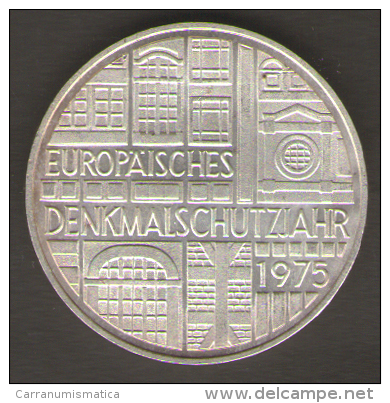 GERMANIA 5 MARCHI 1975 EUROPEAN MONUMENT PROTECTION YEAR AG SILVER - 5 Mark