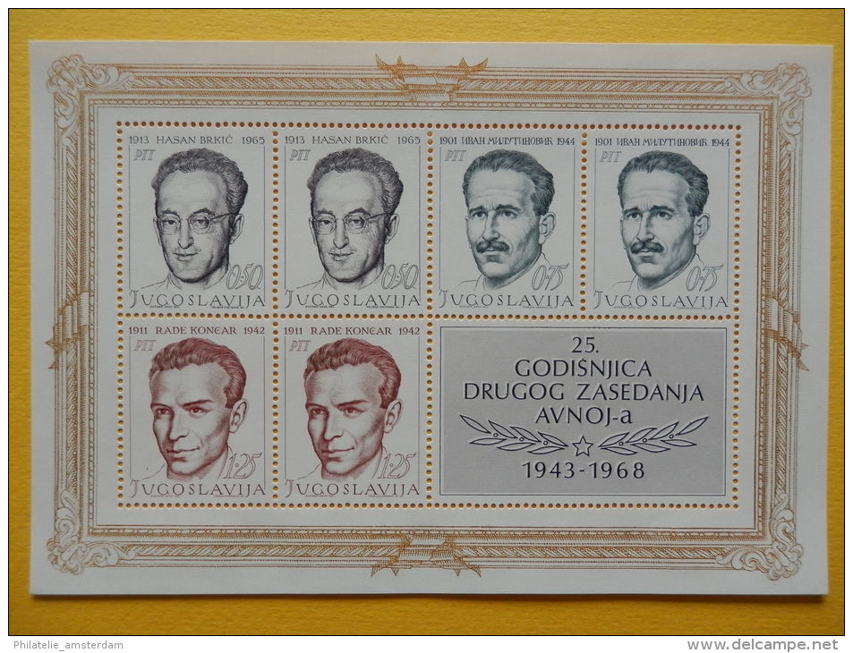 Yugoslavia 1968, NATIONAL HEROES: Mi 1307-12, Bl. 13-14, ** - Blokken & Velletjes