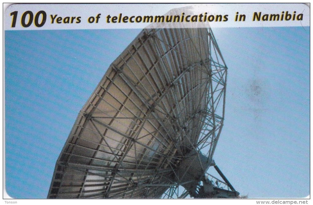 Namibia, NMB-101, 100 Years Of Telecommunications In Namibia, Dish, 2 Scans. - Namibie