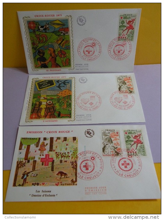 FDC- La Croix Rouge De La Poste - 972 Fort De France/71 Le Creusot - 29 & 30.11.1975 - 1er Jour,coté 12 € Lot 3 Fdc - 1970-1979