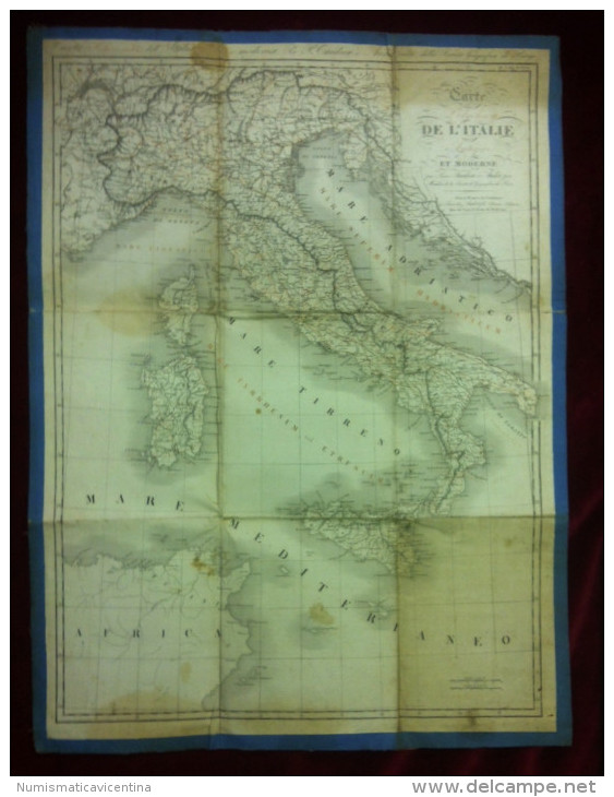 Carte De L' Italie Cardieu E Audot 1837  Prix 2,50 Francs  Paris - Landkarten