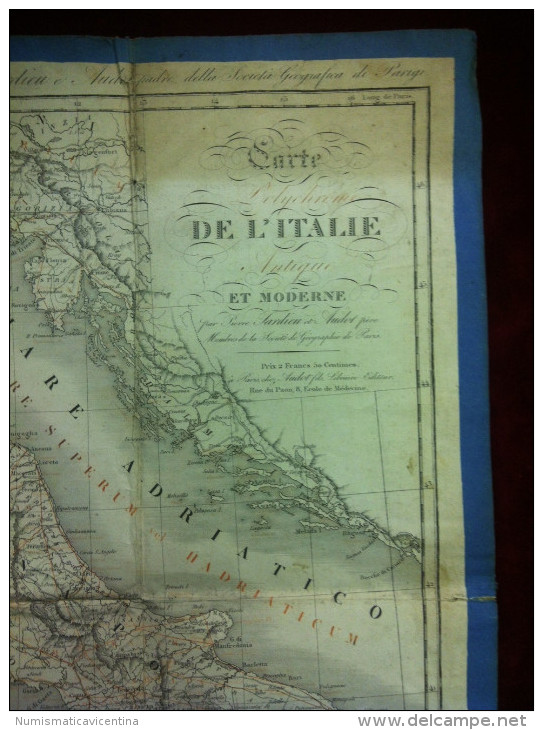 Carte De L' Italie Cardieu E Audot 1837  Prix 2,50 Francs  Paris - Landkarten