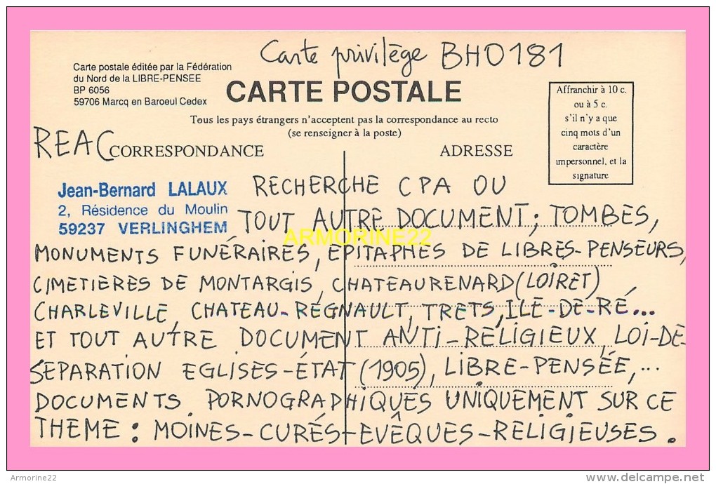 CPM   MARC EN BAROEUL  Carte Editée Par La Fédération Du Nord De La Libre Pensée - Marcq En Baroeul