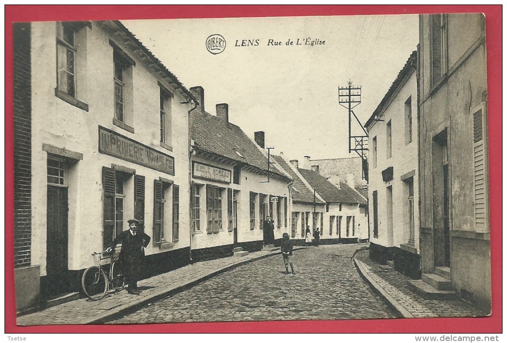 Lens - Rue De L'Eglise - Imprimerie Vilain Frères - Cycliste ( Voir Verso ) - Lens