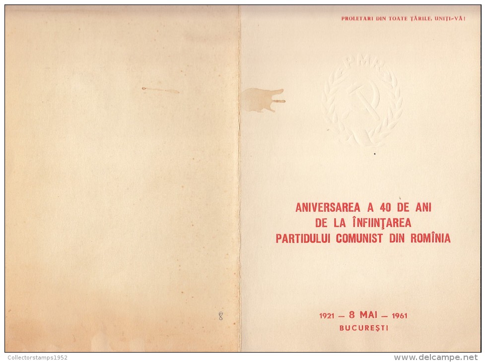 3004FM- COMMUNIST PARTY ANNIVERSARY, BOOKLET, 1961, ROMANIA - Libretti