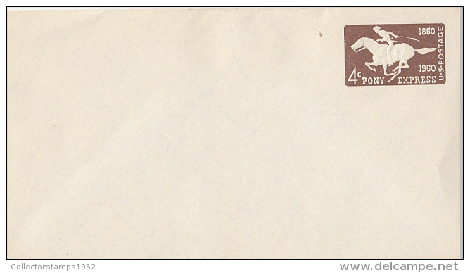 31470- PONY EXPRESS, EMBOSSED COVER STATIONERY, 1960, USA - 1941-60