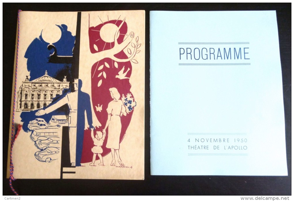 PROGRAMME GALA DE LA POLICE PARIS 8eme ARRONDISSEMENT THEATRE APOLLO 1950 MENU PUBLICITE RECLAME PLAQUETTE ILLUSTRATEUR - Police & Gendarmerie