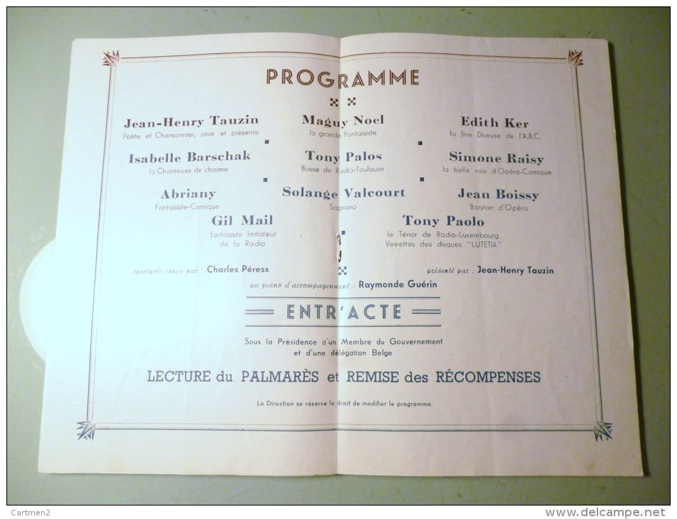 PROGRAMME DEVOUEMENT SOCIAL PARIS 1950 + NOMS DES NOMINES POLITIQUE GUERRE SPECTACLE CHEVALIER OFFICIER - Programmes