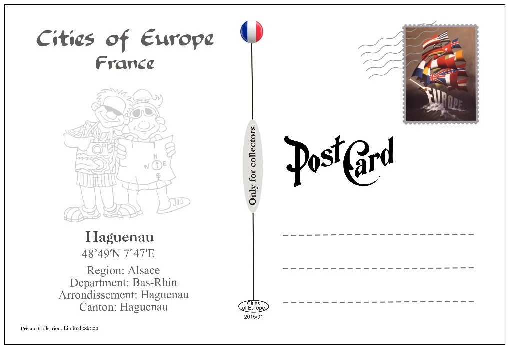 Postcard, Cities Of Europe Collection, Haguenau, France 6 - Mapas