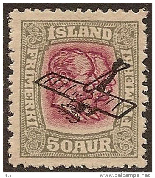 ICELAND 1924 50 A Air SG 157 HM #PP45 - Poste Aérienne