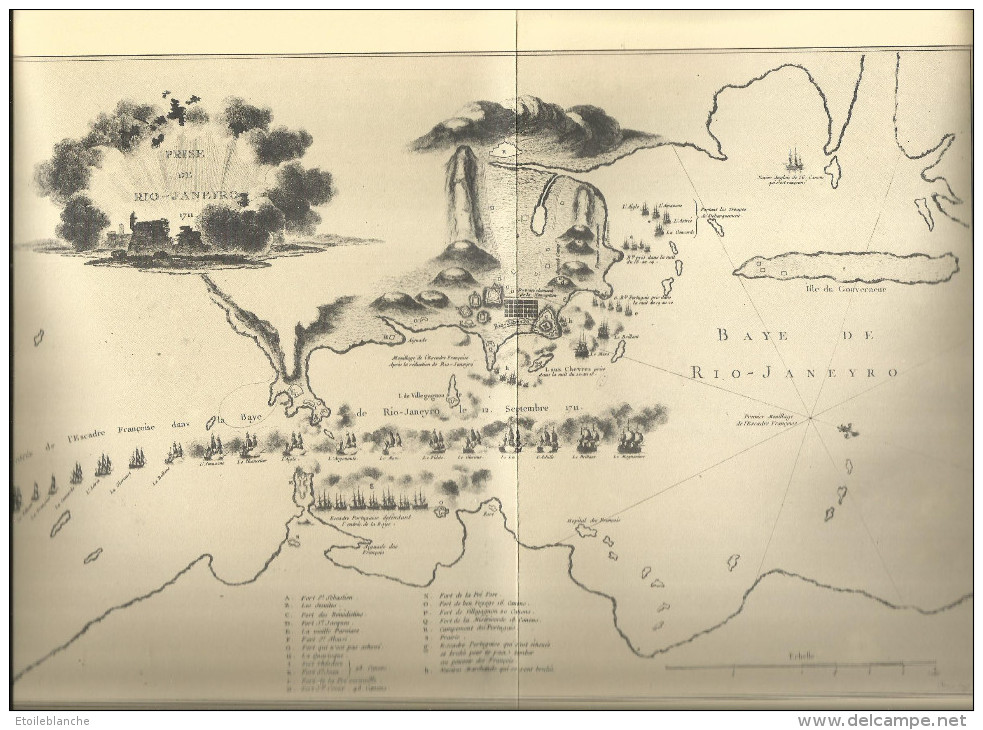 Baie De Rio De Janeiro (Bresil) - Plan De Combat Du Corsaire Duguay Trouin 1711 - Carte Geographique (Paris B.N.) - Cartes Marines