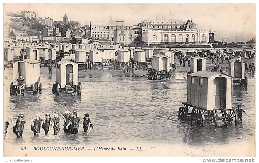 Boulogne Sur Mer     62    L' Heure Du Bain.  Baigneurs Et Cabines De Bains - Boulogne Sur Mer