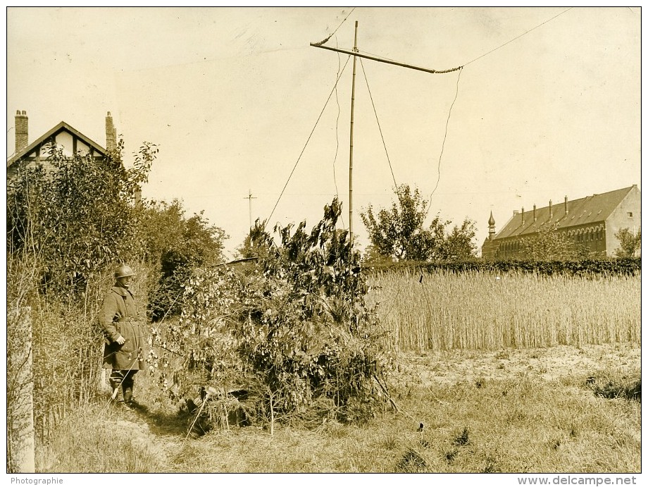 Belgique WWII Manoeuvres Militaires Poste De Radio Camouflé Ancienne Photo De Presse 1938 - War, Military