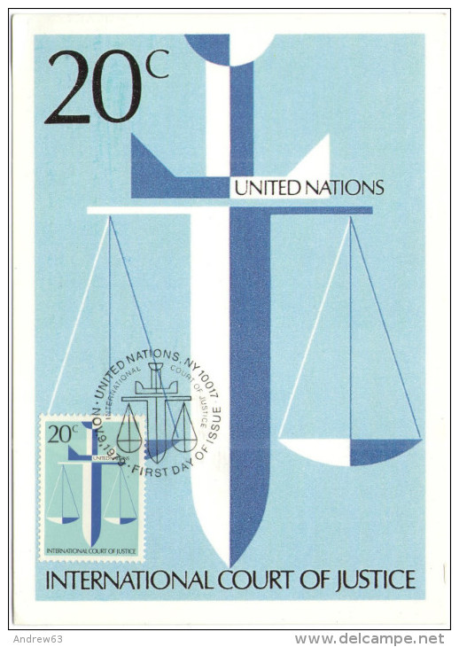 ONU - NAZIONI UNITE - UNITED NATIONS - NATIONS UNIES &ndash; 1979 - International Court Of Justice - Carte Maximum - ... - Tarjetas – Máxima