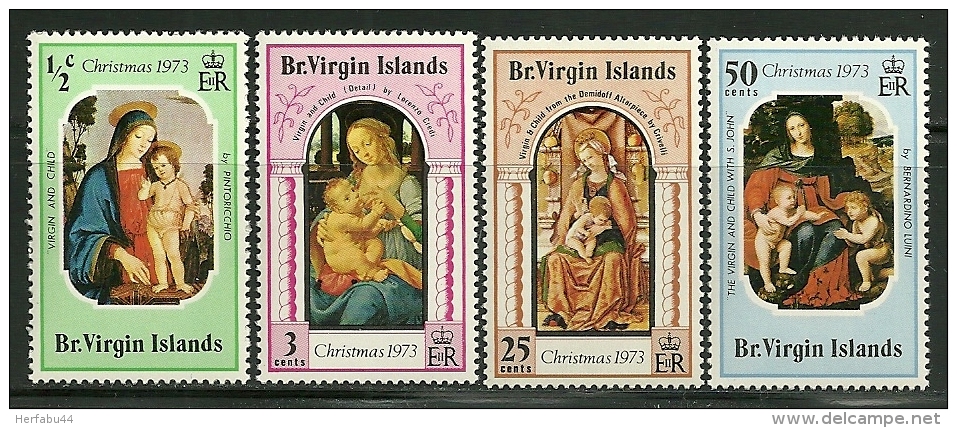 Virgin Islands     "Christmas 1973"       Set       SC# 262-65   Mint - British Virgin Islands