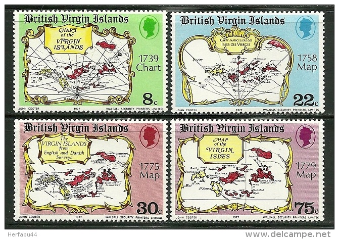 Virgin Islands     "Maps"       Set       SC# 320-23   Mint - British Virgin Islands