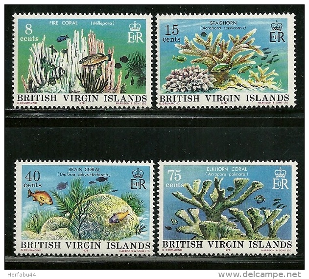 Virgin Islands     "Corals"       Set       SC# 333-36   Mint - British Virgin Islands