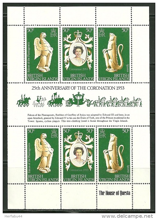 Virgin Islands     "Coronation"       Sheet Of 6      SC# 337   MNH** - British Virgin Islands