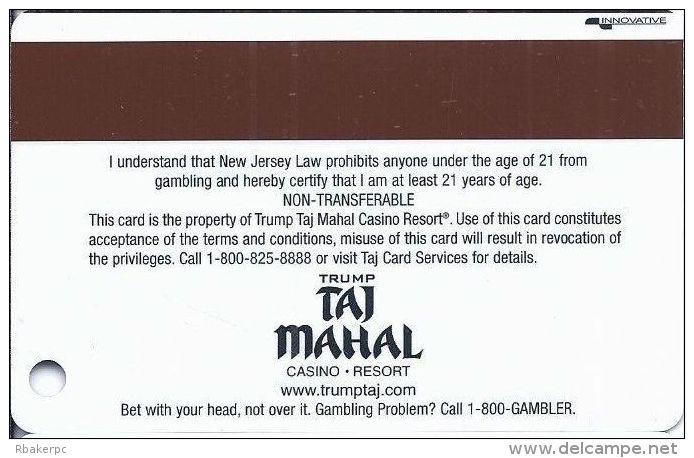 Trump Taj Mahal Atlantic City NJ 10th Issue President's Select Club Slot Card (Blank)  ...[RSC]... - Casino Cards