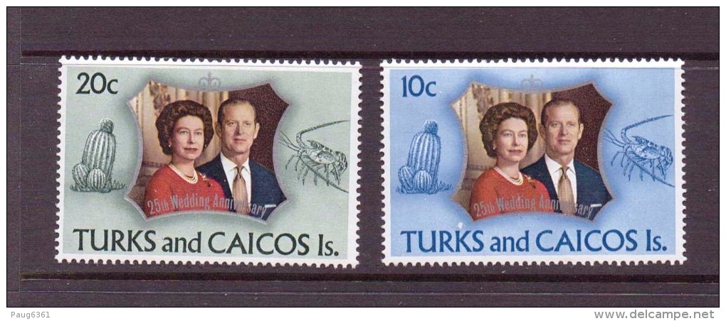 TURKS ET CAICOS 1972 ELIZABETH  YVERT N°297/98  NEUF  MLH* - Turks & Caicos (I. Turques Et Caïques)