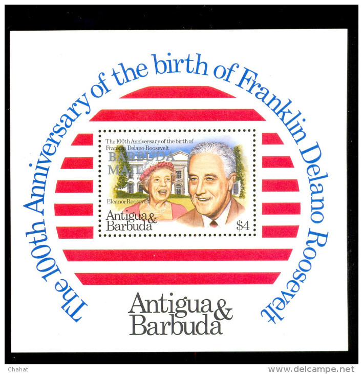 FRANKLIN ROOSEVELT-100th BIRTH ANNIVERSARY-MS-ANTIGUA & BARBUDA-MNH-M-22 - George Washington