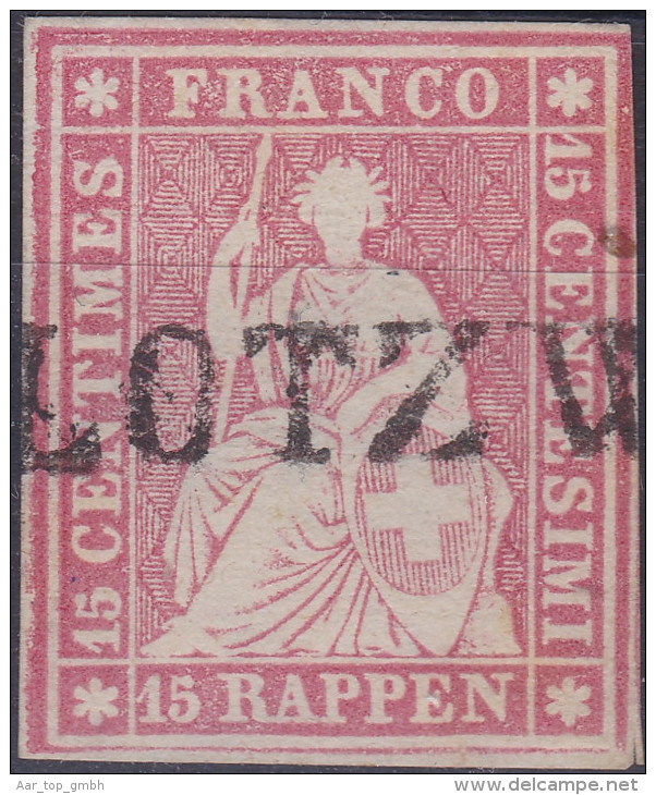 Heimat BE LOTZWIL 185? Lang-Stempel Auf 15Rp Strubel Zu#24D (SFh.bl.) - Used Stamps