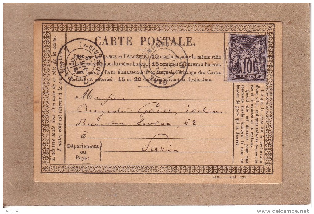 HAUTE VIENNE - LIMOGES - CARTE PRECURSEUR AVEC REPIQUAGE " M. J. DUMONT " - IMPRIMERIE , LIBRAIRIE , PAPETERIE - 1878 - 1877-1920: Période Semi Moderne