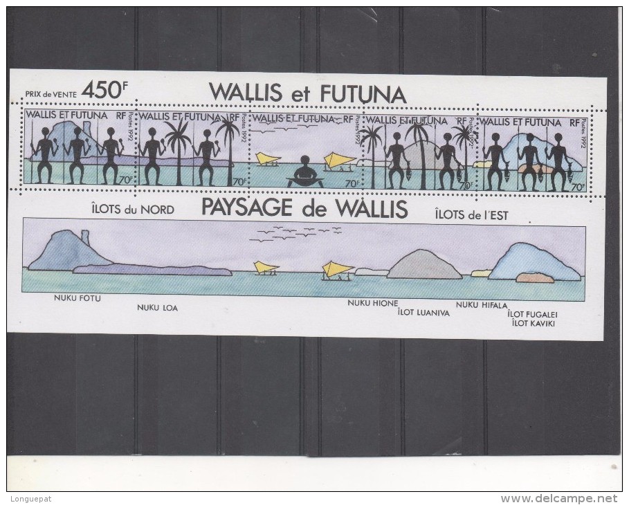 WALLIS Et FUTUNA  : Vues Des Îles - Silhouettes D´indigènes : Guerriers, Pêcheurs, îlot, Palmiers, Etc - Hojas Y Bloques