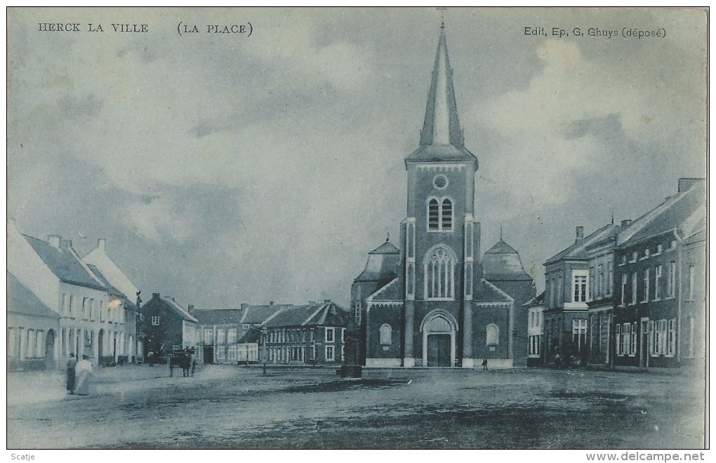 Herck La Ville   -    (La Place)   -    1908  Naar  Coq S/Mer - Herk-de-Stad