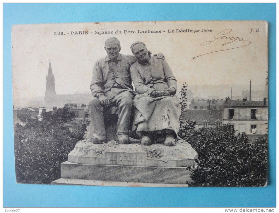PARIS Square Du Père Lachaise-Le Déclin Par Steiner - Statues