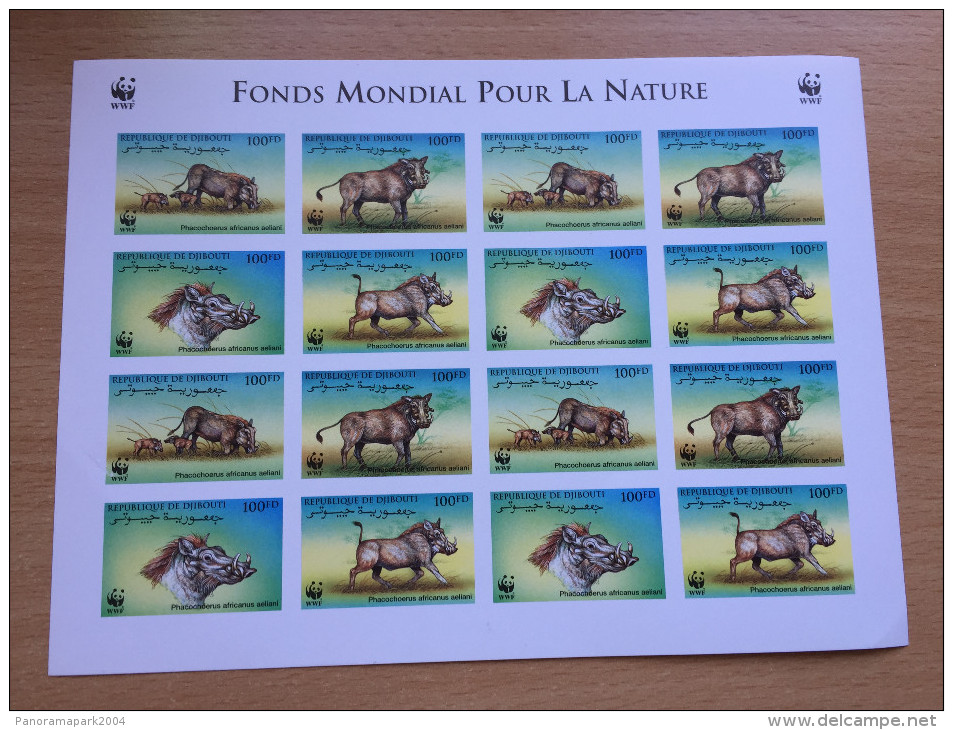 Djibouti Dschibuti 2000 Mi. 678-681 NON DENTELE IMPERF WWF Phacochère Warthog Faune Fauna Feuillet Sheet Of 16 RARE - Unused Stamps
