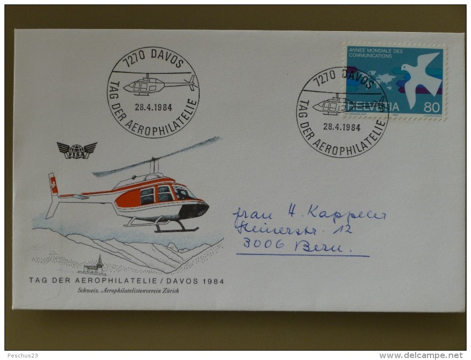 SUISSE / SCHWEIZ / SVIZZERA / SWITZERLAND // 1984, Tag Der Aérophilatelie Davos, Sonderstempel (HELICOPTER) - Marcophilie