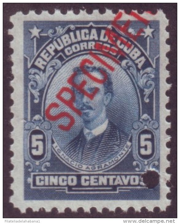 1911-10 CUBA 1911 REPUBLICA. SPECIMEN 5c. I. AGRAMONTE MNH - Oblitérés