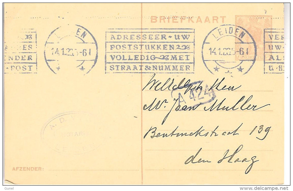 1926 Bk G198 Van Leiden Naar Den Haag Met Kragstempel - Postal Stationery