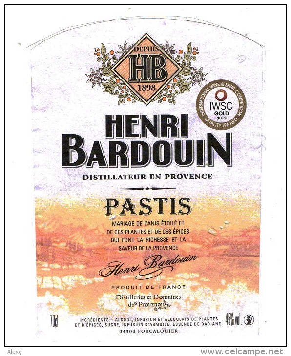 Distilleries et Domaines de Provence, Pastis Henri Bardouin