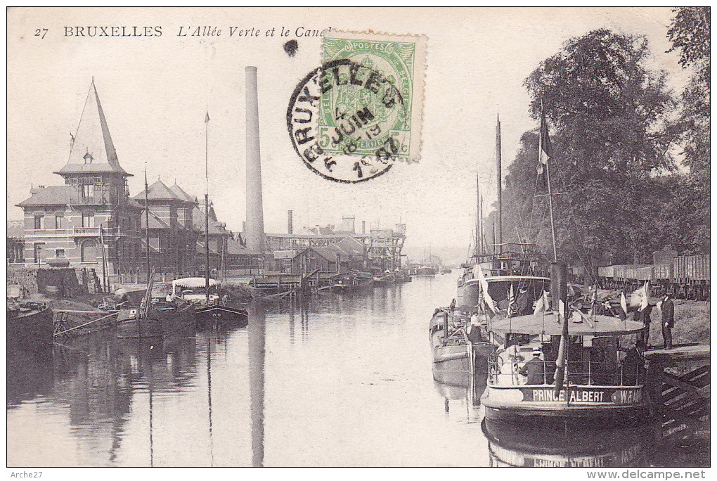 CPA - BRUXELLES - L'allée Verte Et Le Canal - Bateau Prince Albert - 27 - Navegación - Puerto