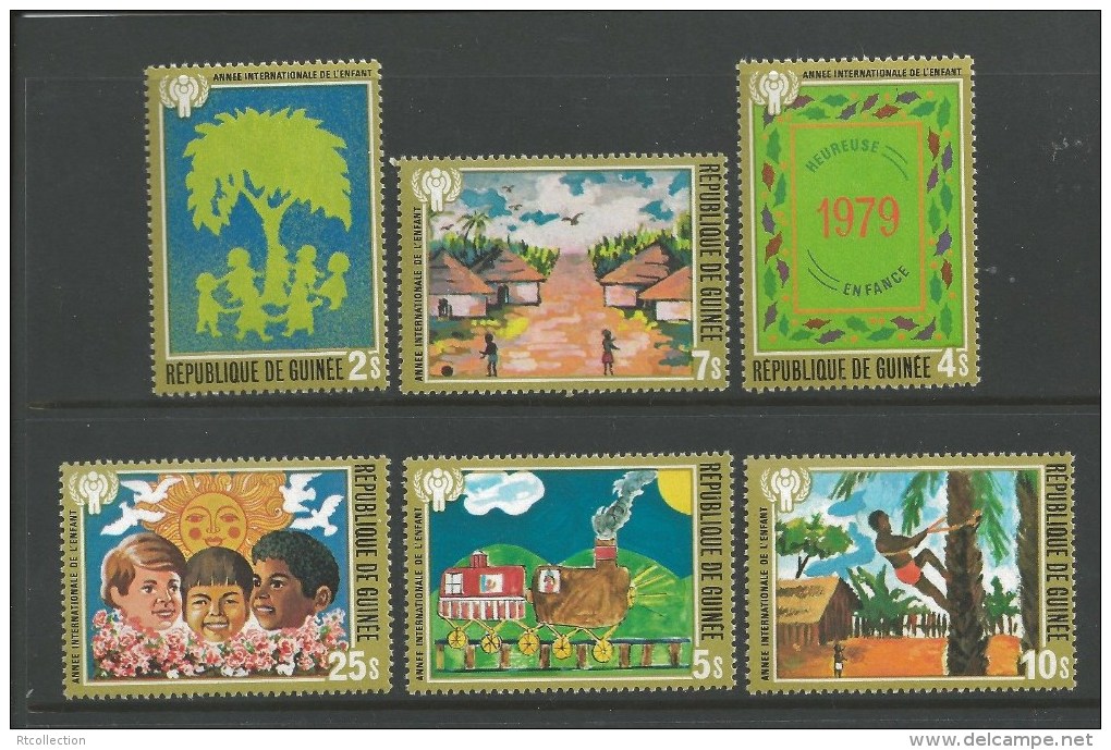 Guinea 1980 1979 International Year Of Child IYC Celebrations Emblem Art Paintings Stamps MNH SC 789-794 Mi 865-870 - Guinea (1958-...)