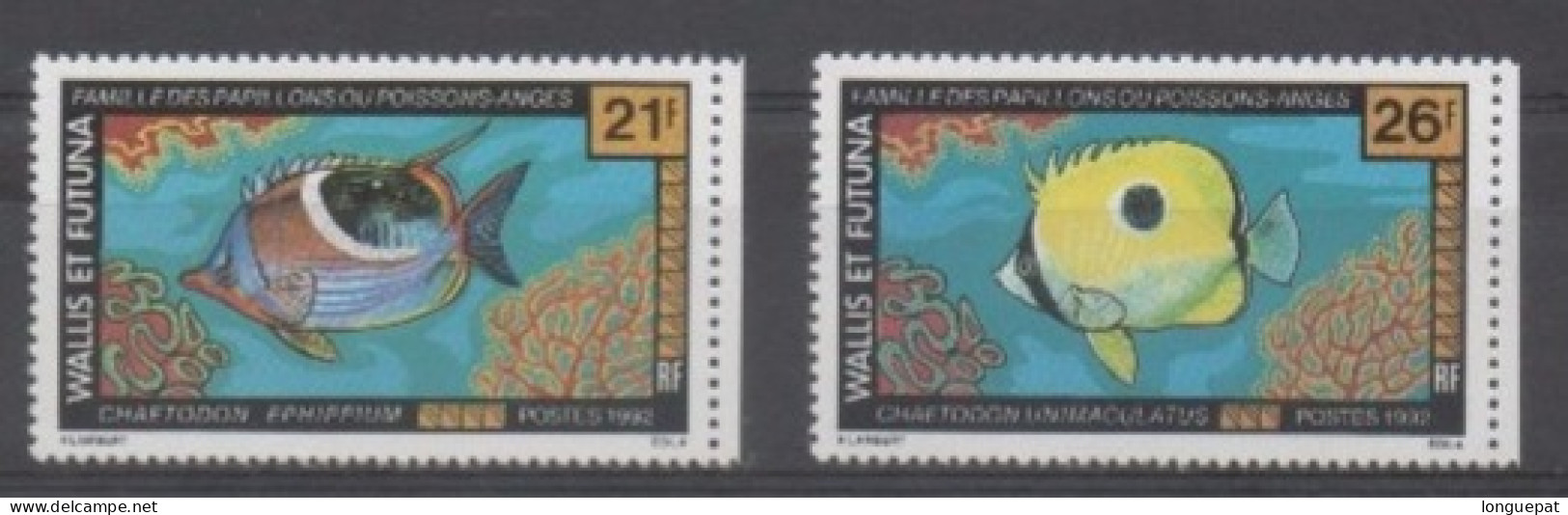 WALLIS Et FUTUNA  : Poissons - Famille De Poissons-anges : Chaetodon Ephippium, Chaetodon Unimaculatus - Faune Marine - Unused Stamps