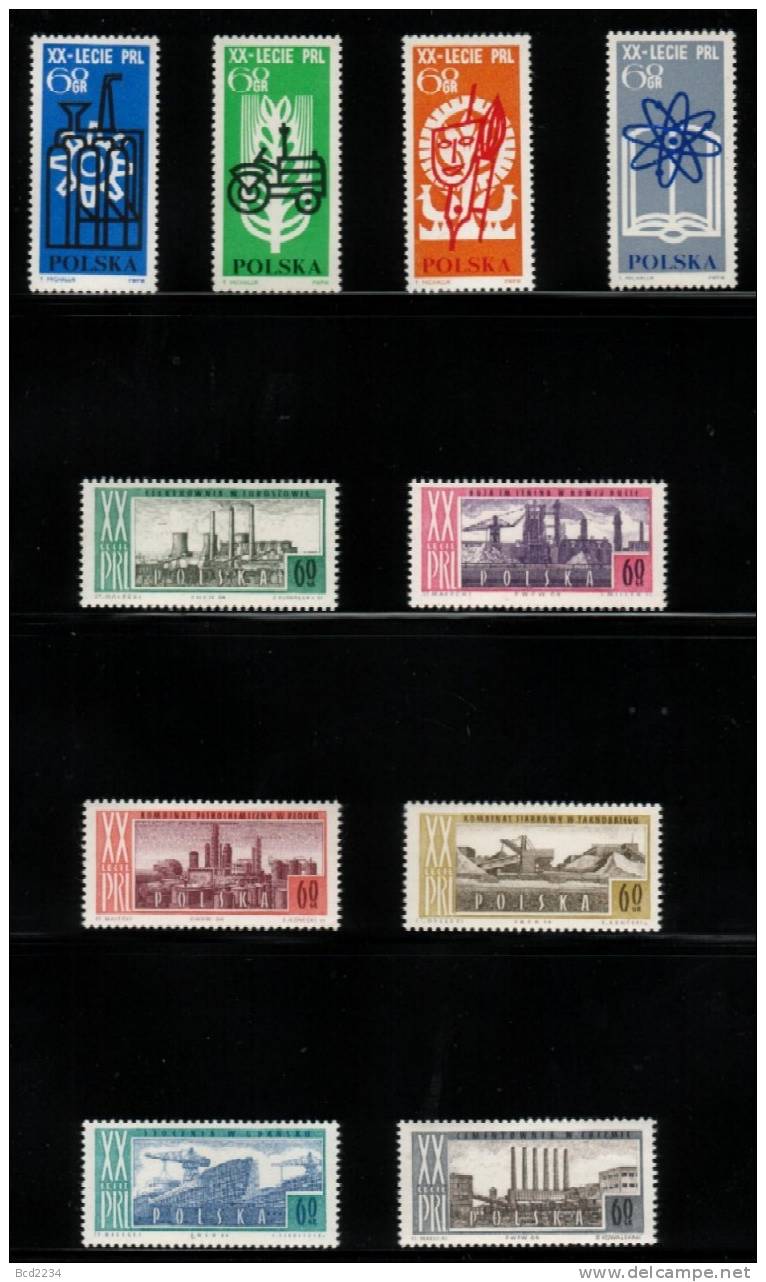 POLAND 1964 20TH ANNIV OF PPL PEOPLES REPUBLIC INDUSTRY NHM Ships Shipyards Mining Power Station Farming Petrochemicals - Schiffe