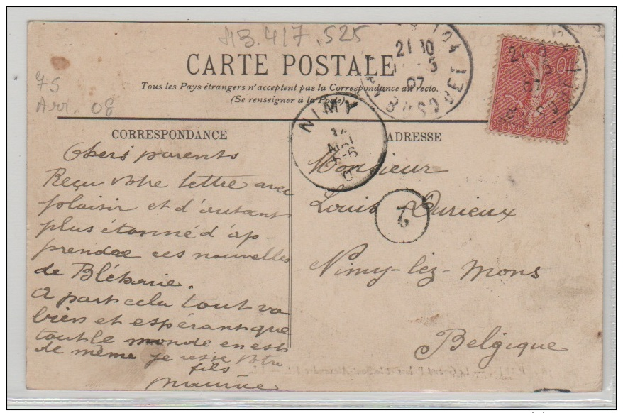 CPA - FRANCE - 1907 - PARIS - Le Grand Palais Et Le Pont Alexandre III. Cachet NIMY . - Ile-de-France